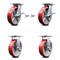 Service Caster 8 Inch Red Poly on Cast Iron Caster Brakes/Swivel Locks and 2 Rigid SCC, 2PK SCC-35S820-PUB-RS-SLB-BSL-2-R-2 - alternate 1